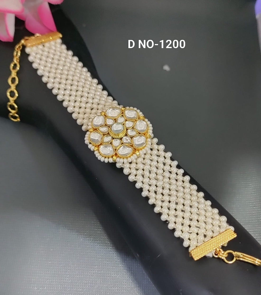 Golden Pacchi Kundan Bracelet SKU-1200