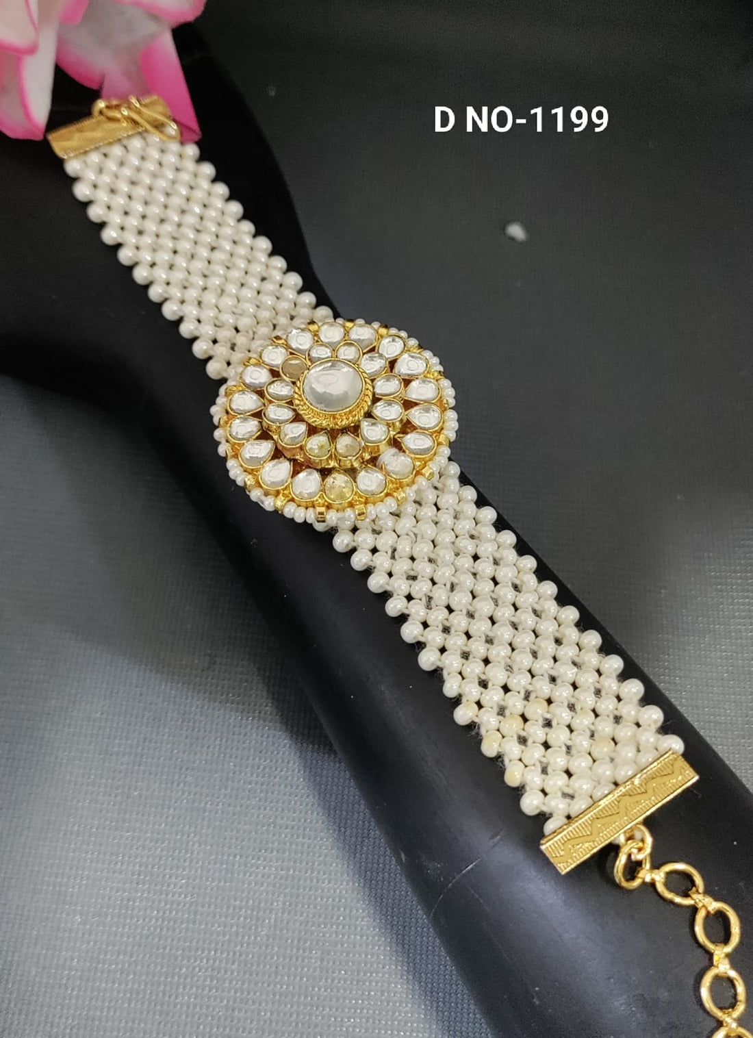 Golden PAcchi Kundan Bracelet SKU-1199 H-1