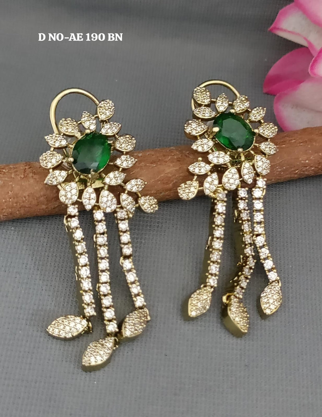 Mehandi Cz Ad Earring sku AE 190 BN/C-2