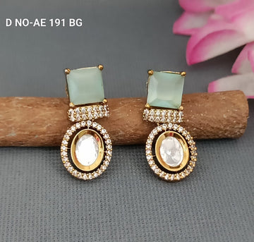 Mehandi CZ Mossinaite kundan Earring SKU-AE 191 BG/C-9