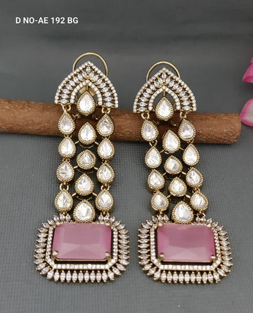 Mehandi CZ Mossinaite kundan Earring SKU-AE 192 BG/C-9