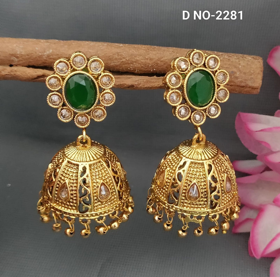 Antique Golden Jhumki Earring SKU 2281 D-3