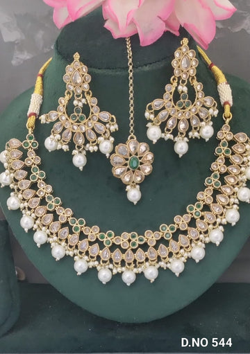 Mehandi Polki Necklace Set SKU 544 B-2