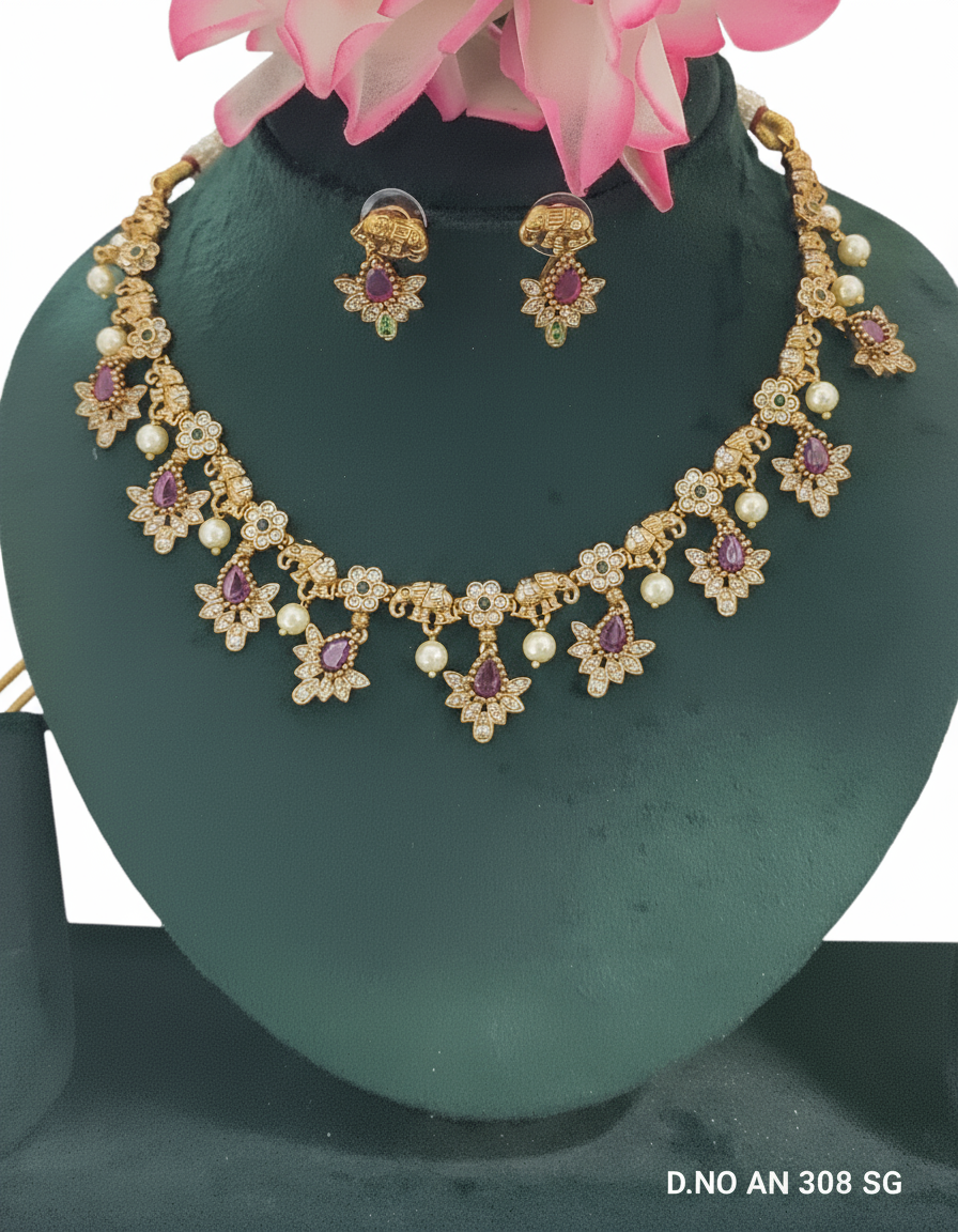 Antique Golden Necklace SKU AN 308 SG