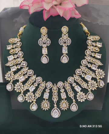 CZ AD Golden Necklace SKU AN 313 SG C3