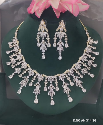 CZ AD Golden Necklace SKU AN 314  SG C3