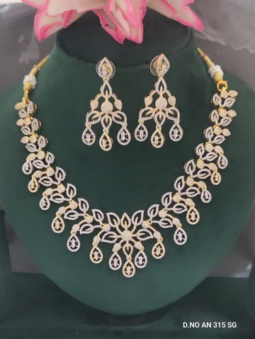 CZ AD Golden Necklace SKU AN 315  Sg C3
