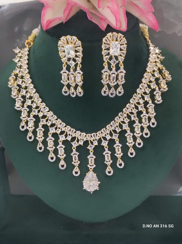 CZ AD Golden Necklace SKU AN 316SG C3