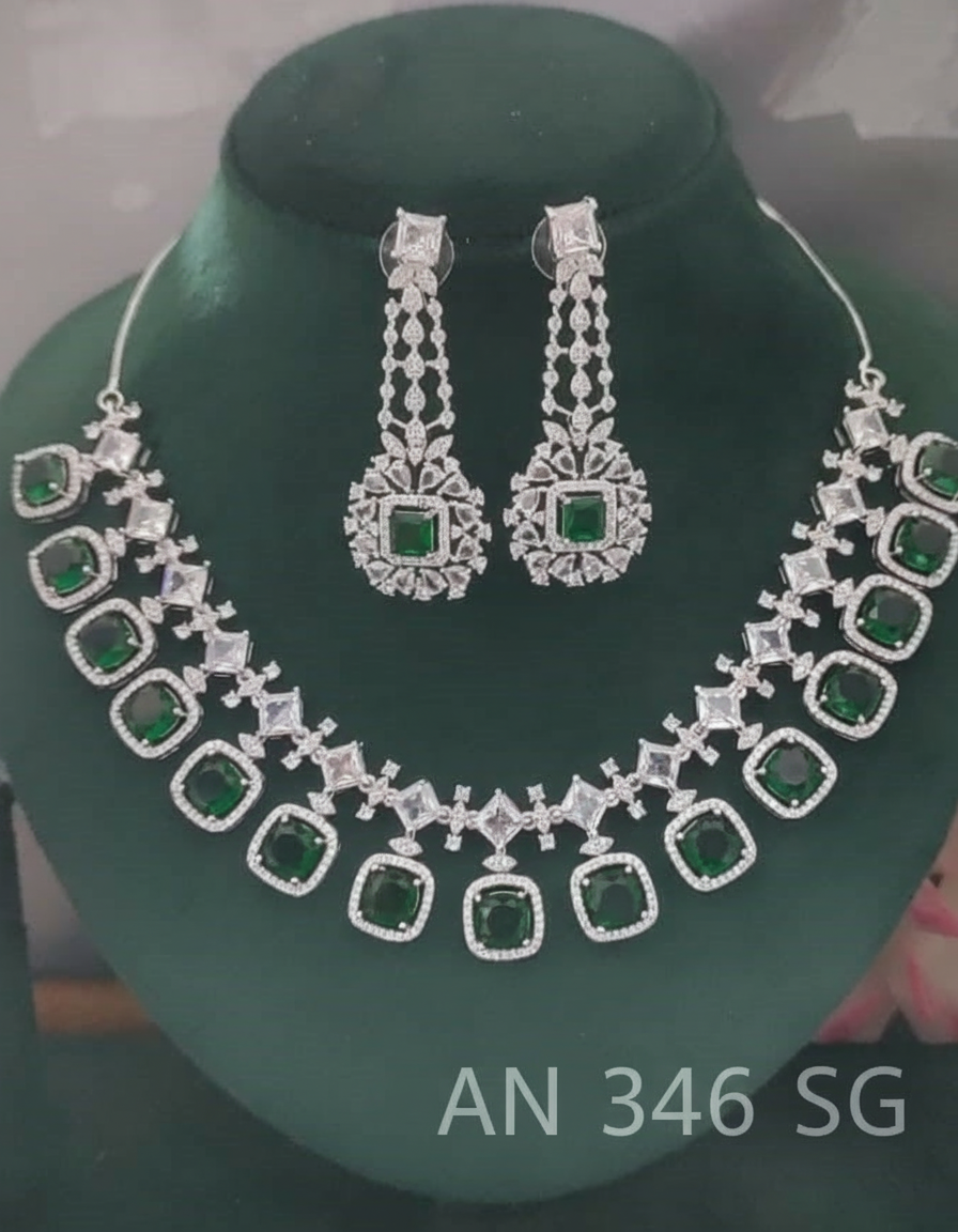 CZ AD Rodium Necklace SKU AN 346 SG/C-7