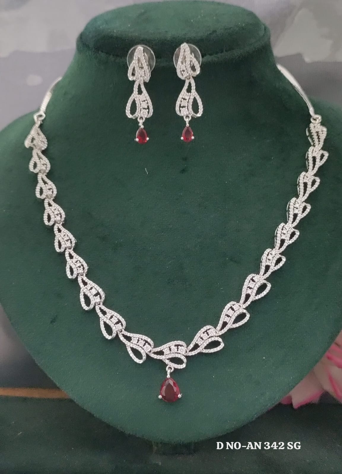 CZ AD Rodium Necklace SKU AN 342 SG/C-3