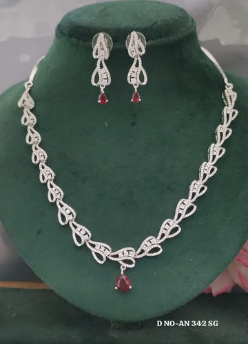 CZ AD Rodium Necklace SKU AN 342 SG/C-3