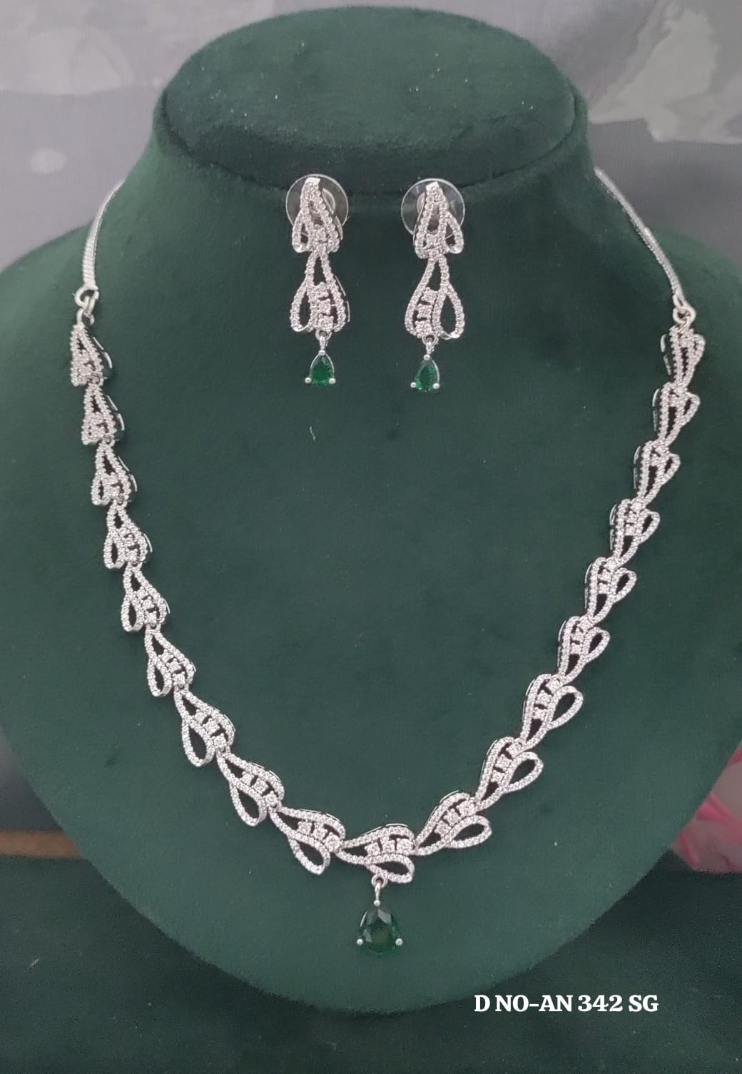 CZ AD Rodium Necklace SKU AN 342 SG/C-3