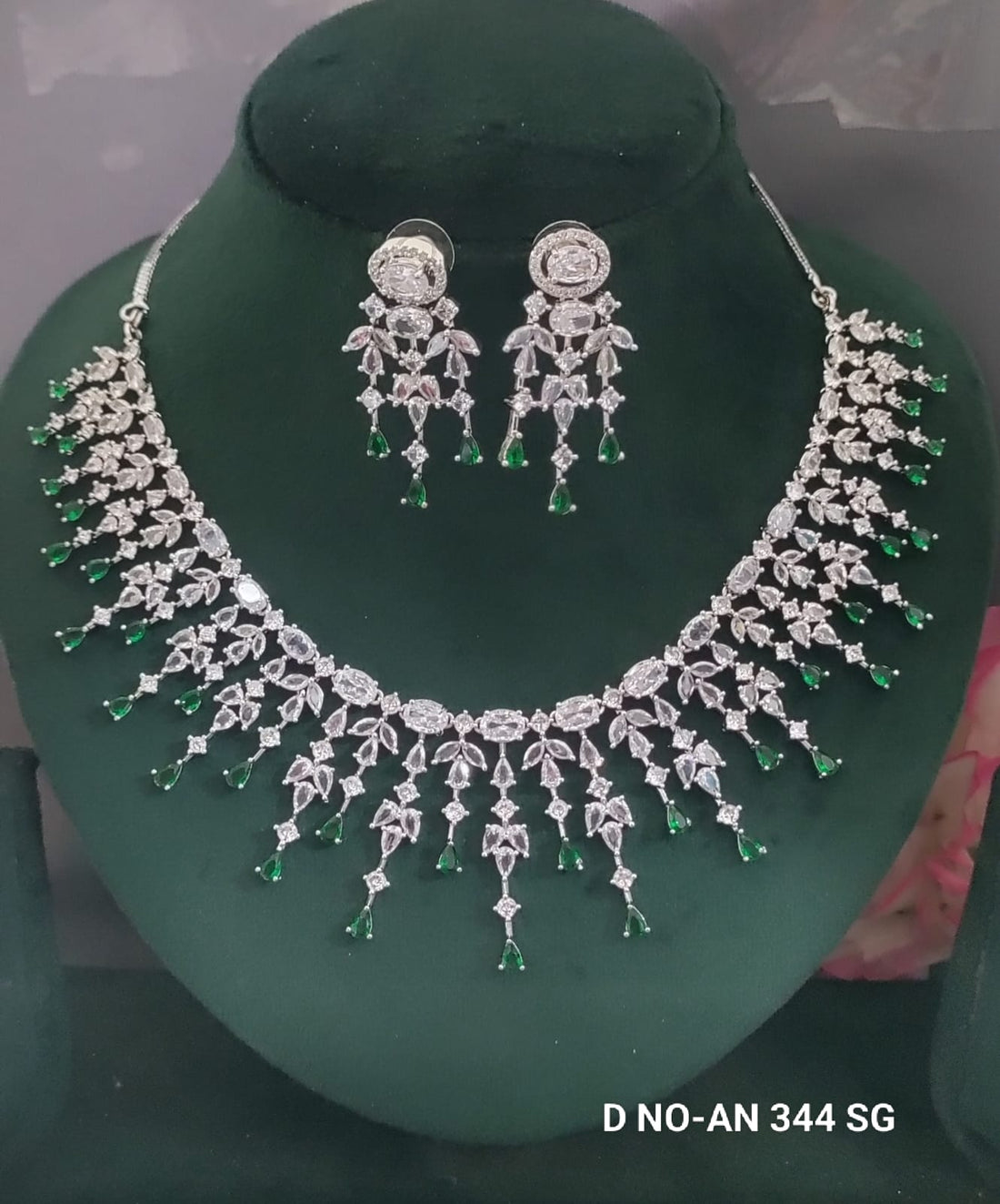 CZ AD Rodium Necklace SKU AN 344 SG/C-7