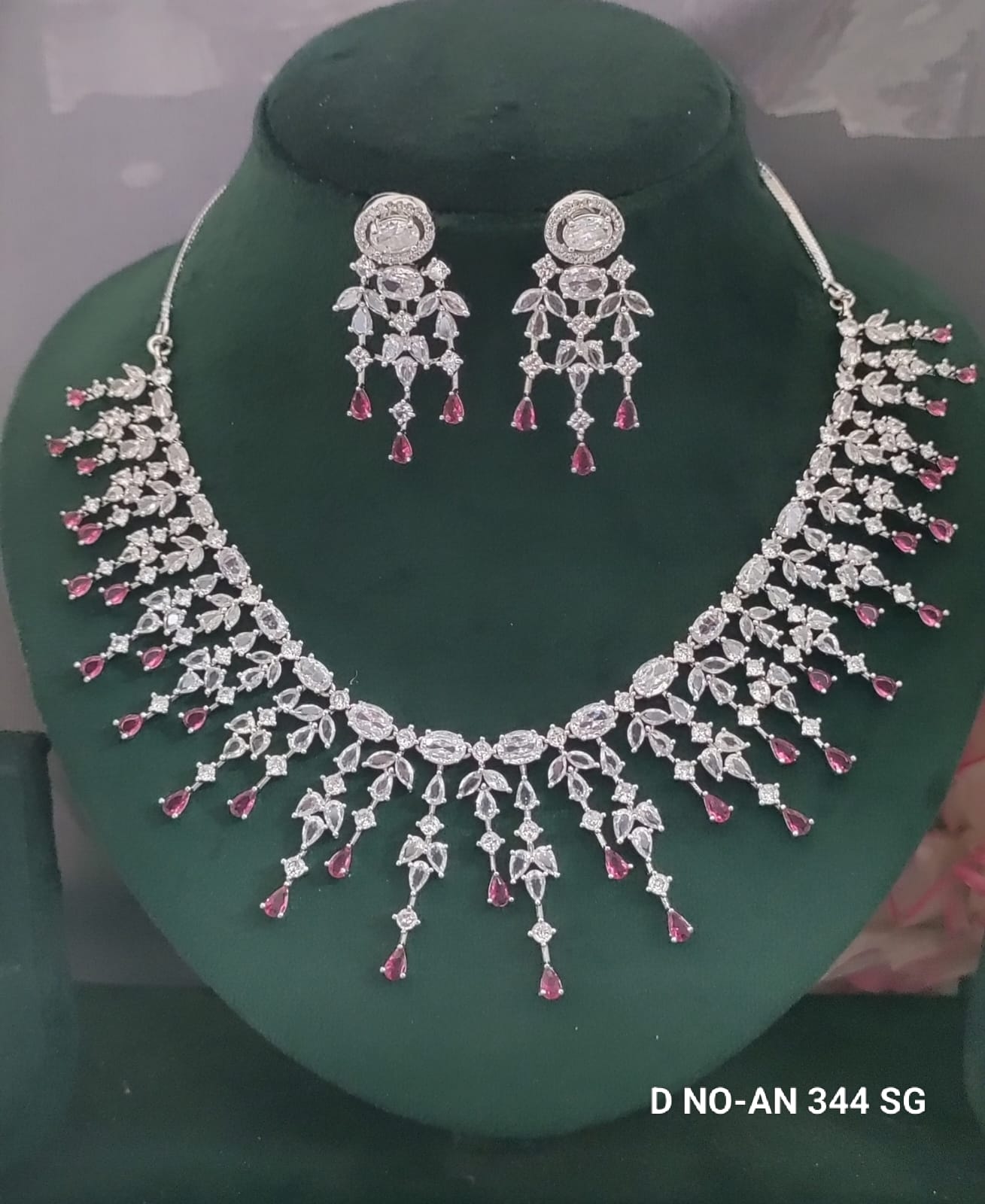 CZ AD Rodium Necklace SKU AN 344 SG/C-7