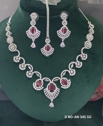 CZ AD Rodium Necklace SKU AN 345 SG/C-7