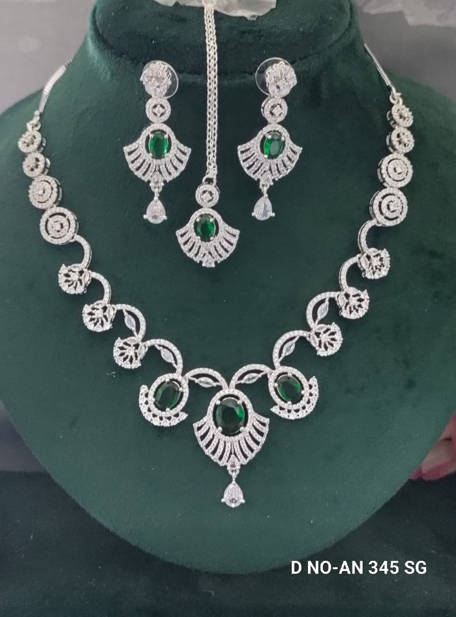 CZ AD Rodium Necklace SKU AN 345 SG/C-7