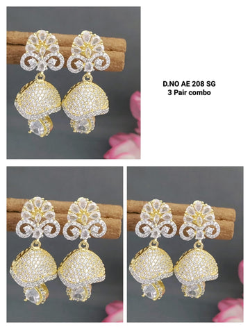 Cz Ad Golden Combo Earrings Sku AE 208 SG