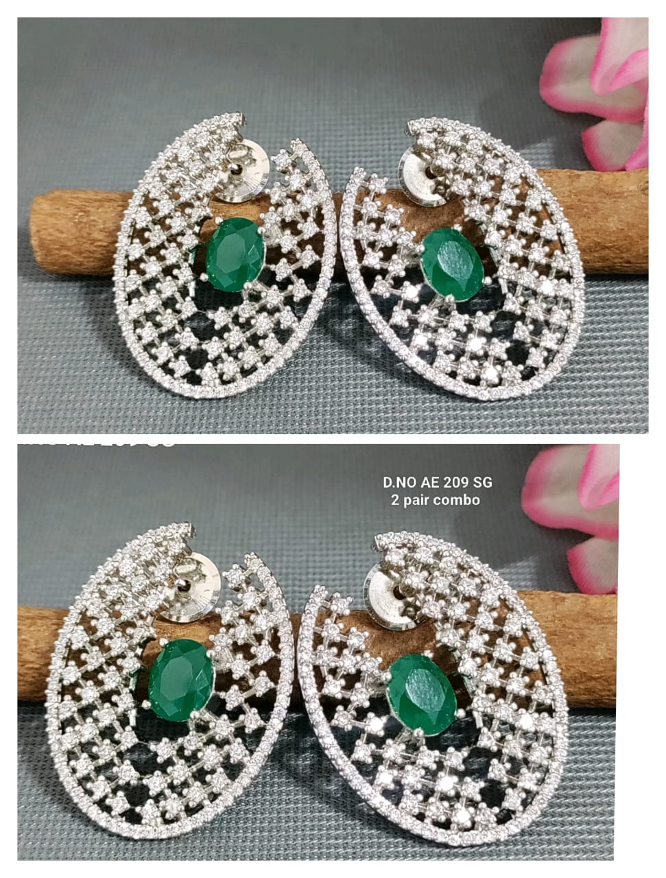 Cz Ad Rodium Combo Earrings Sku AE 209 SG