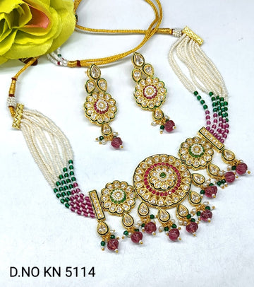 Antique Golden Kundan Necklace Set SKU-KN 5114 SR
