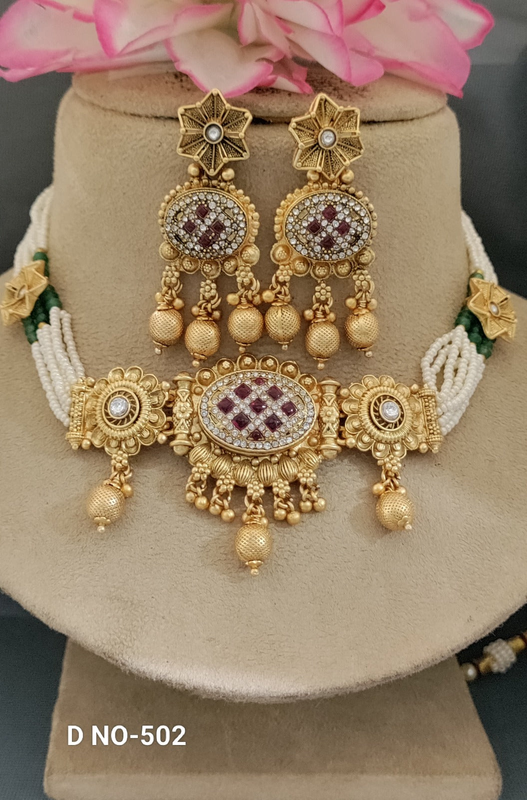 Antique Golden Kundan Necklace SKU-502 D-3