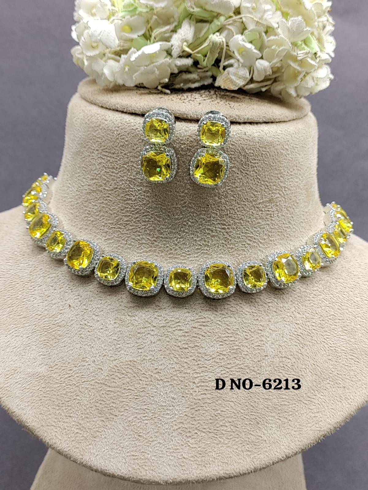 Ad Diamond Rodium Necklace Sku 6213 C3 - rchiecreation