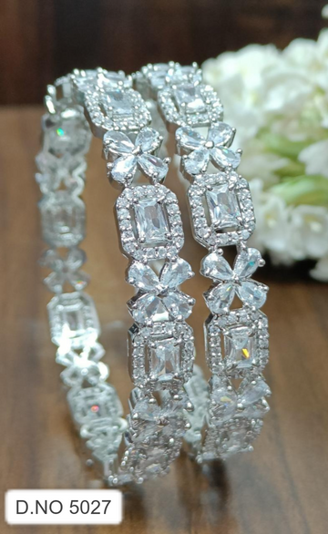 American Diamond Bangles Rodium Sku-5027 C5