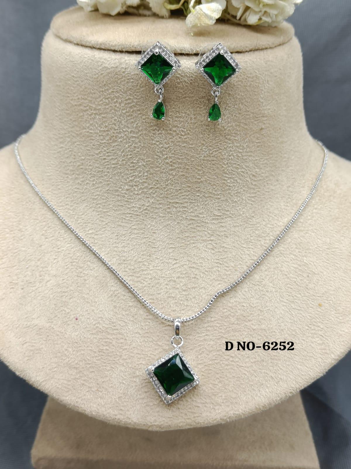 American Diamond Chain Pendant Set Sku-6252 D5 - rchiecreation