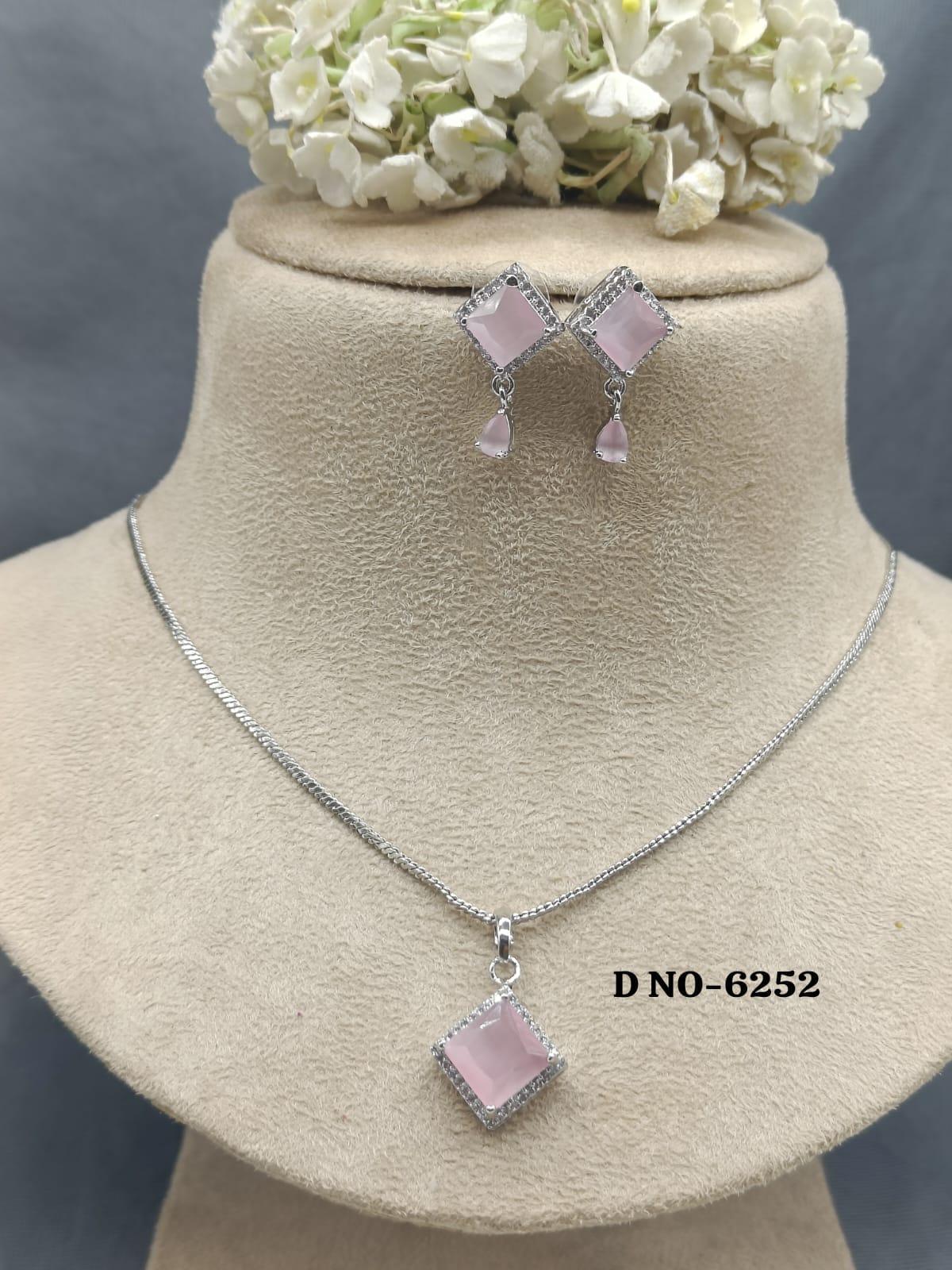 American Diamond Chain Pendant Set Sku-6252 D5 - rchiecreation
