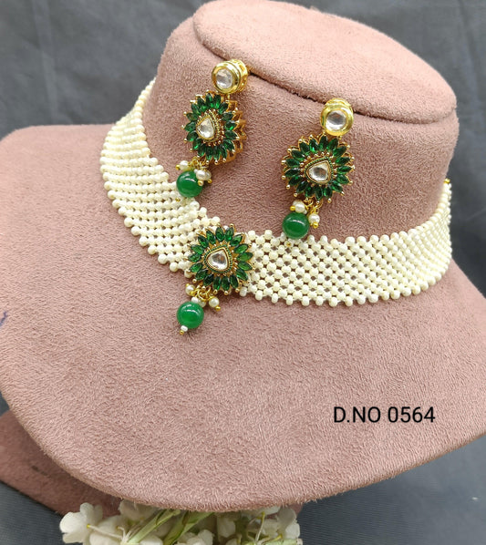 American Diamond Choker Necklace Set Sku-0564 E4 - rchiecreation