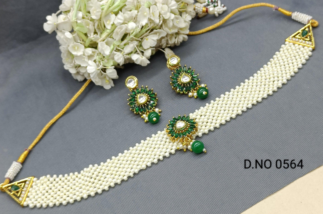 American Diamond Choker Necklace Set Sku-0564 E4 - rchiecreation