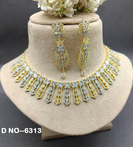 American Diamond Golden Necklace Sku- 6313 D5 - rchiecreation