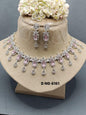 American Diamond Necklace Rodium Sku -6162 C3 - rchiecreation