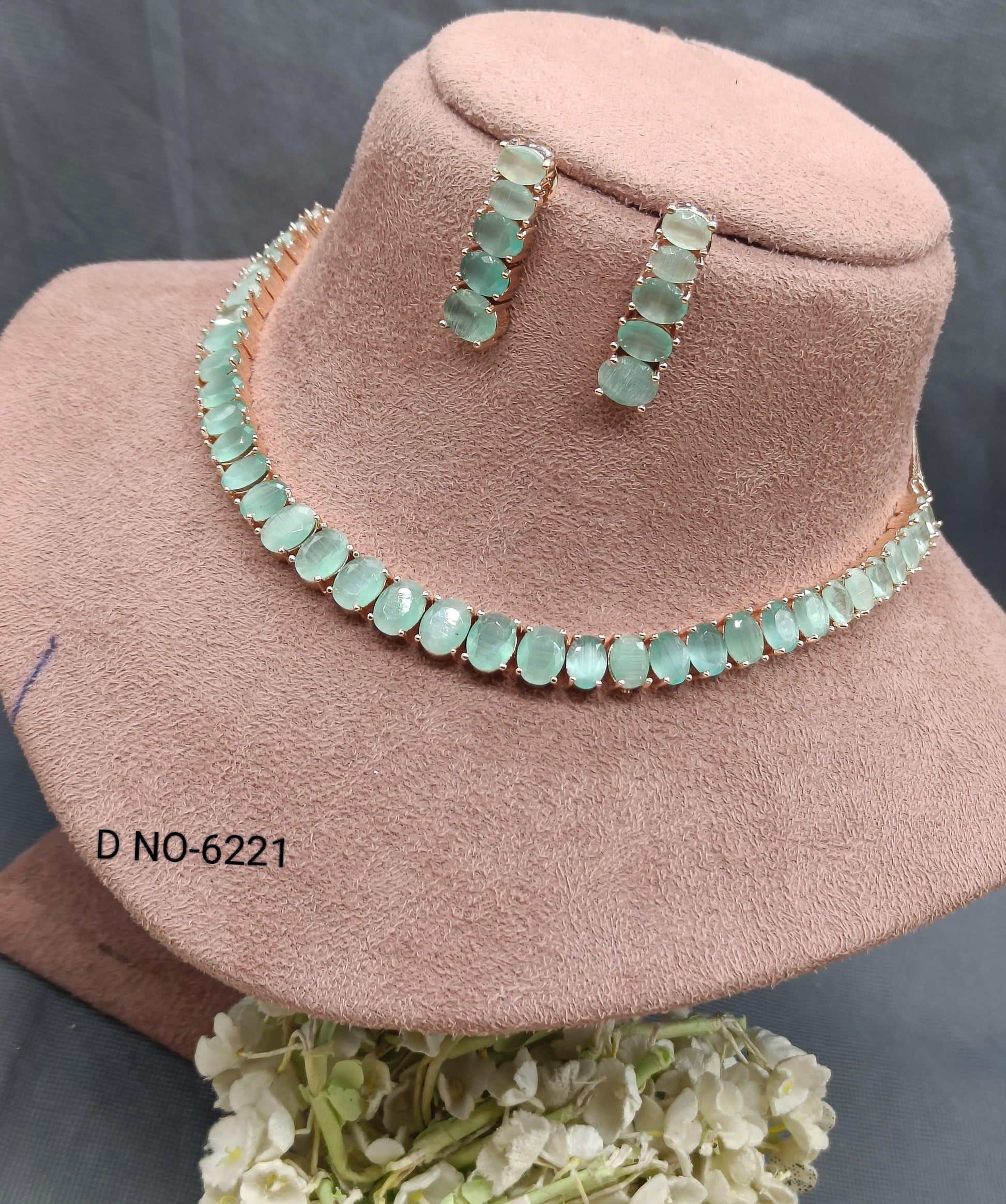 American Diamond Necklace Rose gold Sku-6221 C3 - rchiecreation