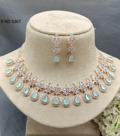 American Diamond Necklace Rosegold Sku 5367 C3 - rchiecreation