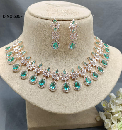 American Diamond Necklace Rosegold Sku 5367 C3 - rchiecreation