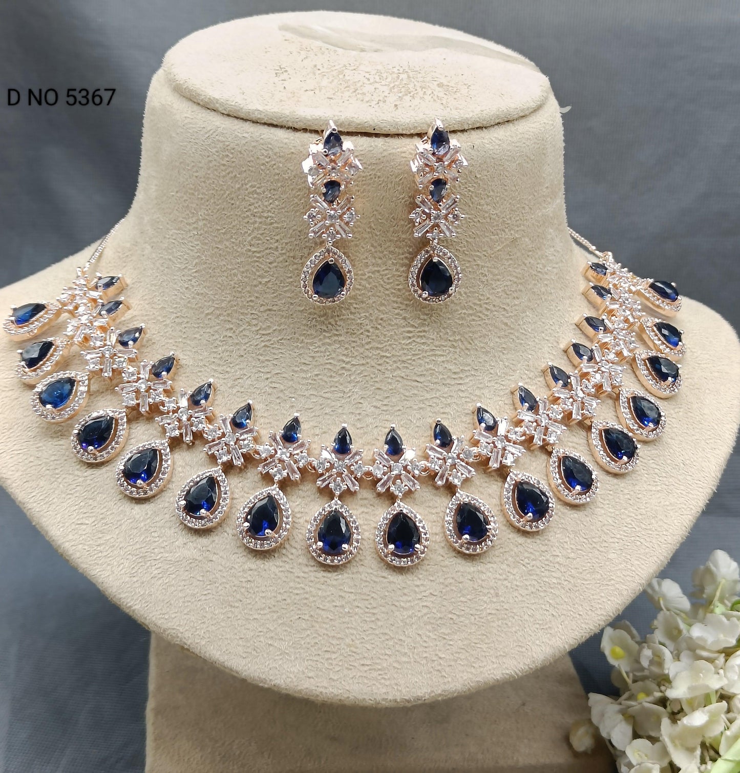 American Diamond Necklace Rosegold Sku 5367 C3 - rchiecreation