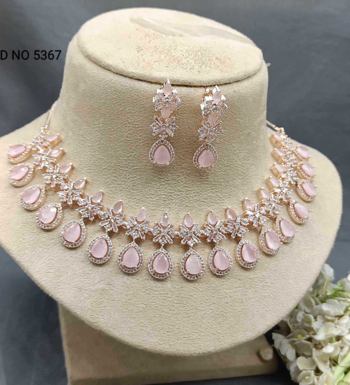 American Diamond Necklace Rosegold Sku 5367 C3 - rchiecreation