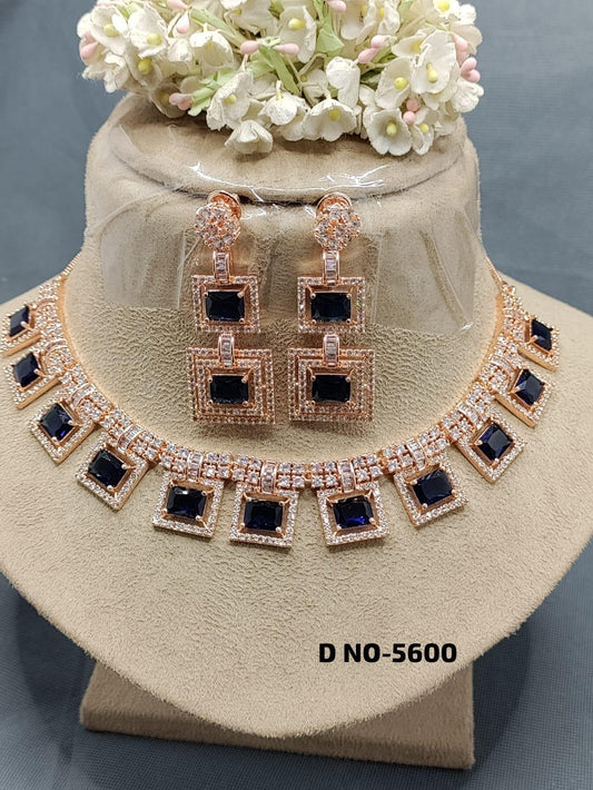 American Diamond Necklace Rosegold Sku 5600 C3 - rchiecreation