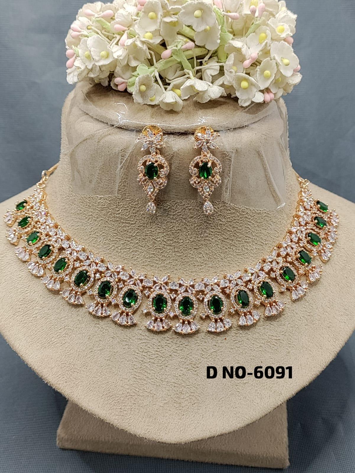 American Diamond Necklace Rosegold Sku 6091 C3 - rchiecreation