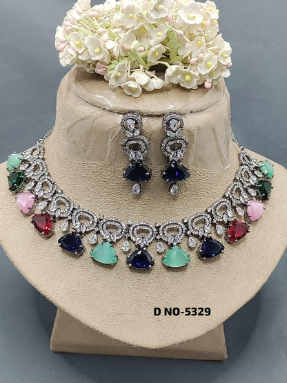 American Diamond Necklace Victorian Sku-5329 C3 - rchiecreation