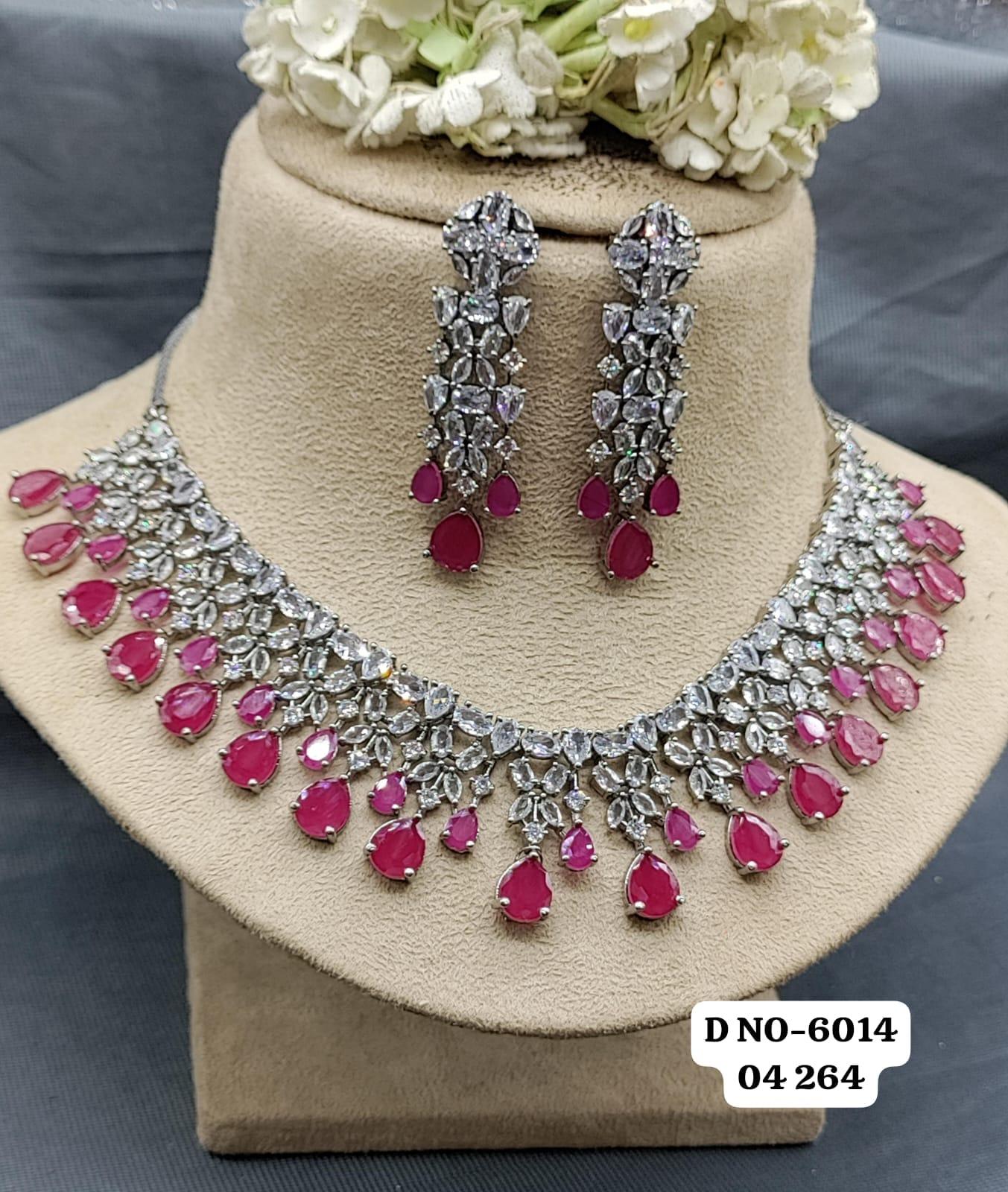 American Diamond Necklace Victorian Sku-6014 - rchiecreation