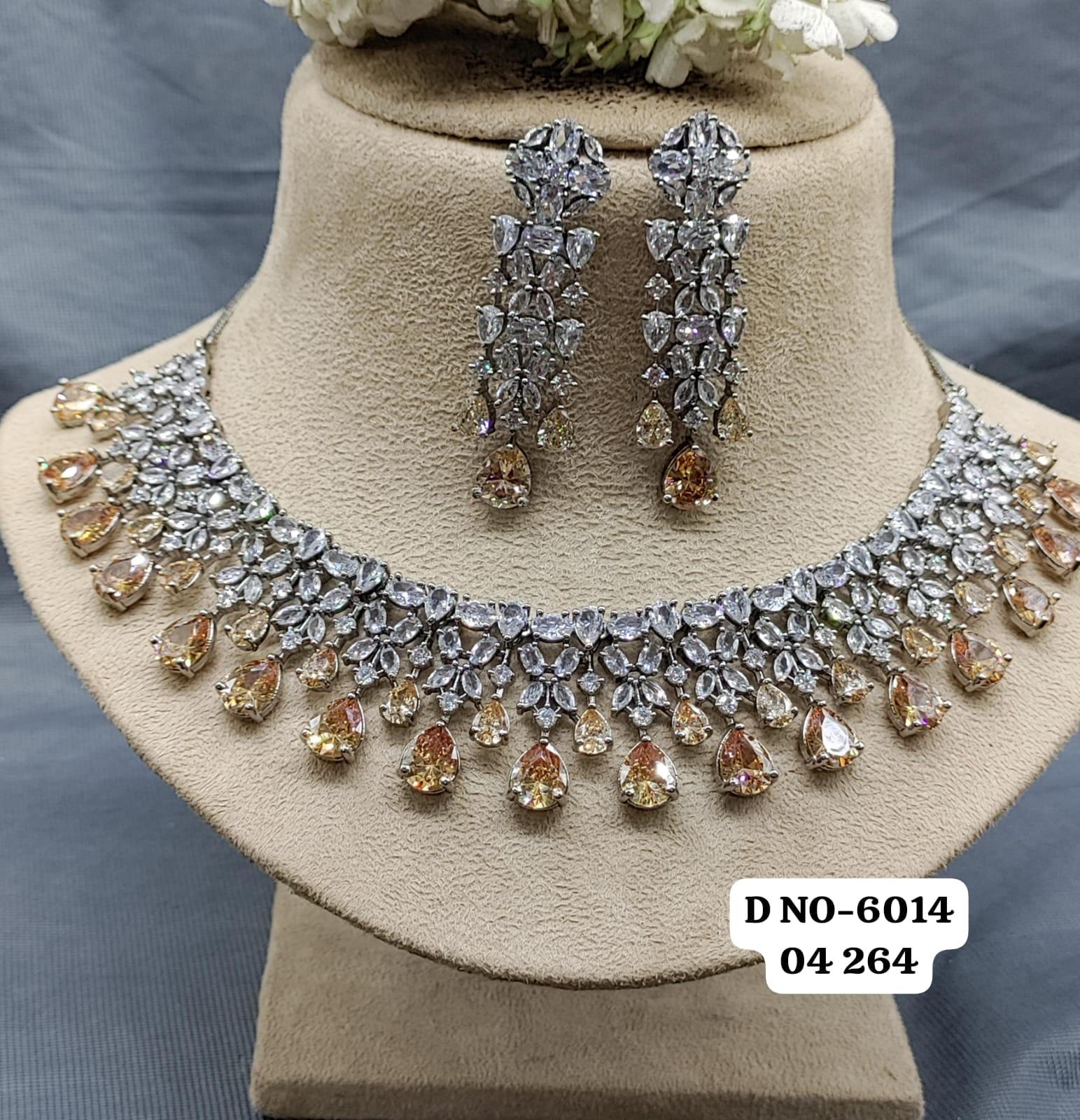 American Diamond Necklace Victorian Sku-6014 - rchiecreation