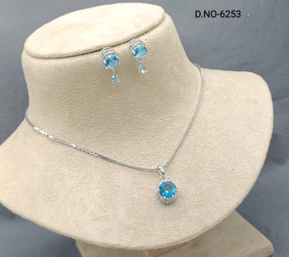 American Diamond Pendant Set Sku-6253 D5 - rchiecreation