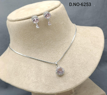 American Diamond Pendant Set Sku-6253 D5 - rchiecreation