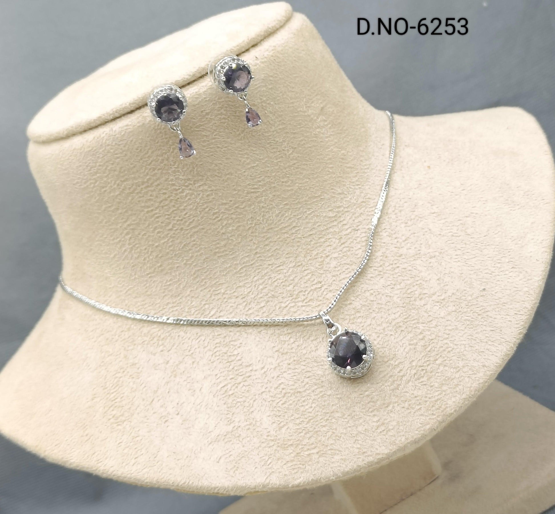 American Diamond Pendant Set Sku-6253 D5 - rchiecreation