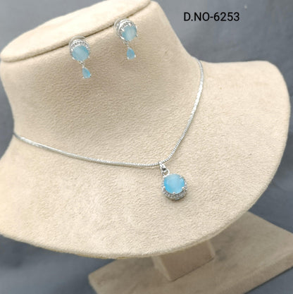 American Diamond Pendant Set Sku-6253 D5 - rchiecreation