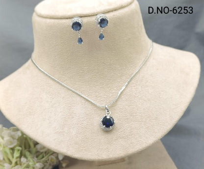 American Diamond Pendant Set Sku-6253 D5 - rchiecreation