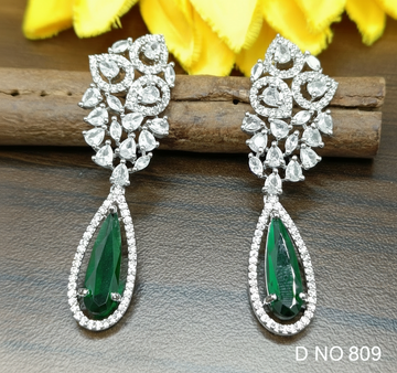 American Diamond Rodium Earrings Sku-809 C1