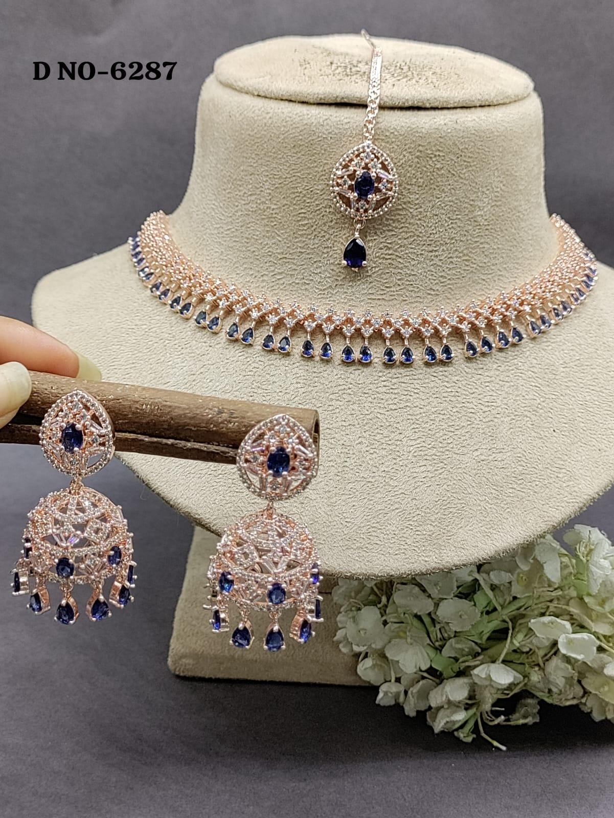 American Diamond Rose gold Necklace Sku- 6287 C3 - rchiecreation