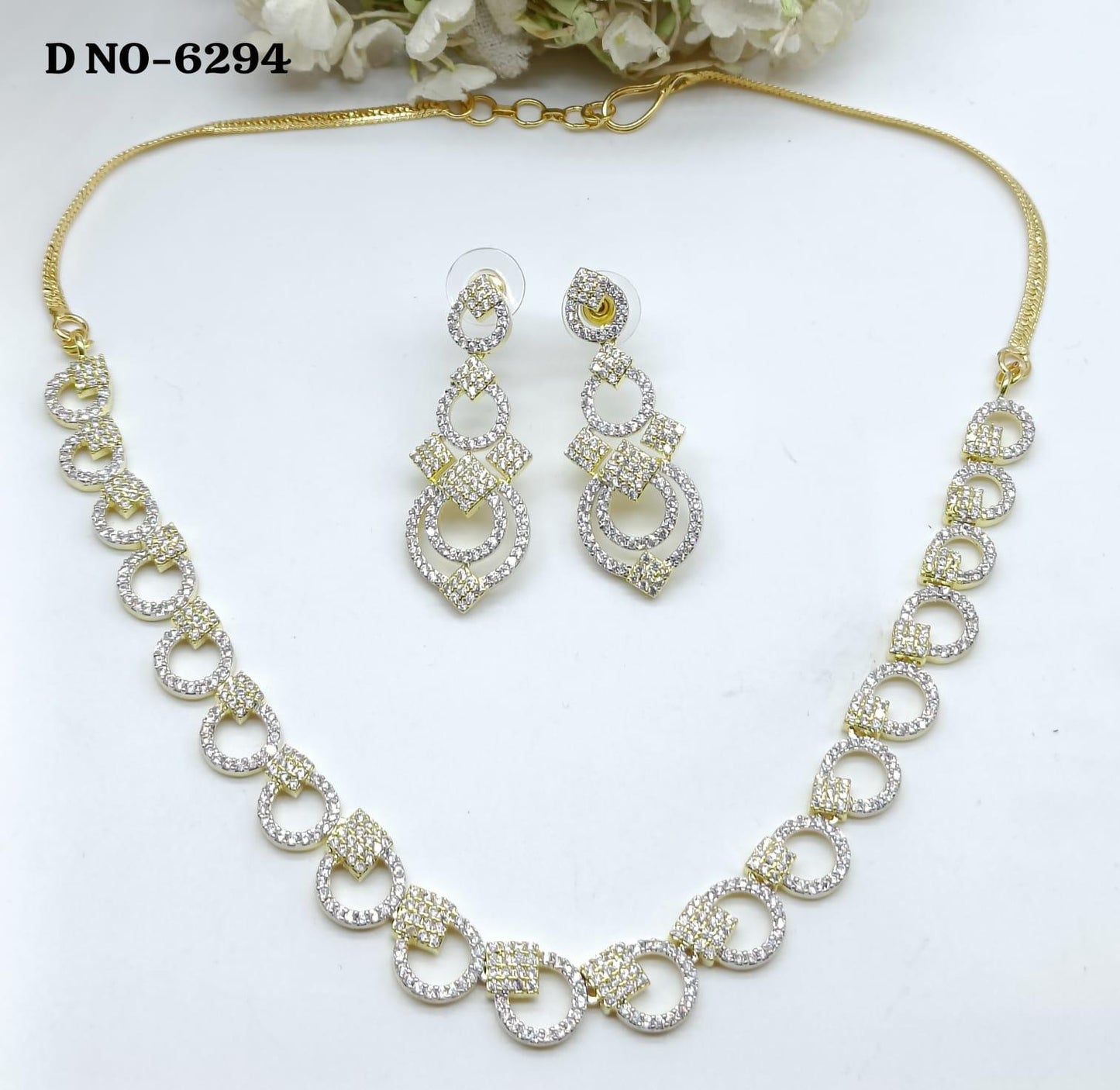 American Diamond Two Tonne Necklace Sku- 6294 C3 - rchiecreation